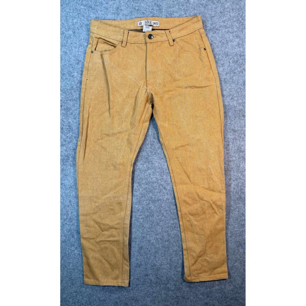 Noiz Premium Jeans Mens 34x32 Mustard Yellow Ochre Straight Leg Denim Y2K Street